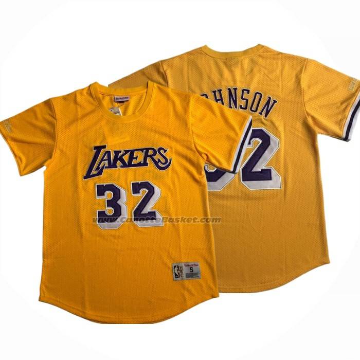 Maglia Manica Corta Los Angeles Lakers Magic Johnson No 32 Giallo